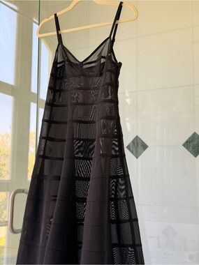 Victoria's Secret Black Strapless-Look Mesh Panel A-Line Dress